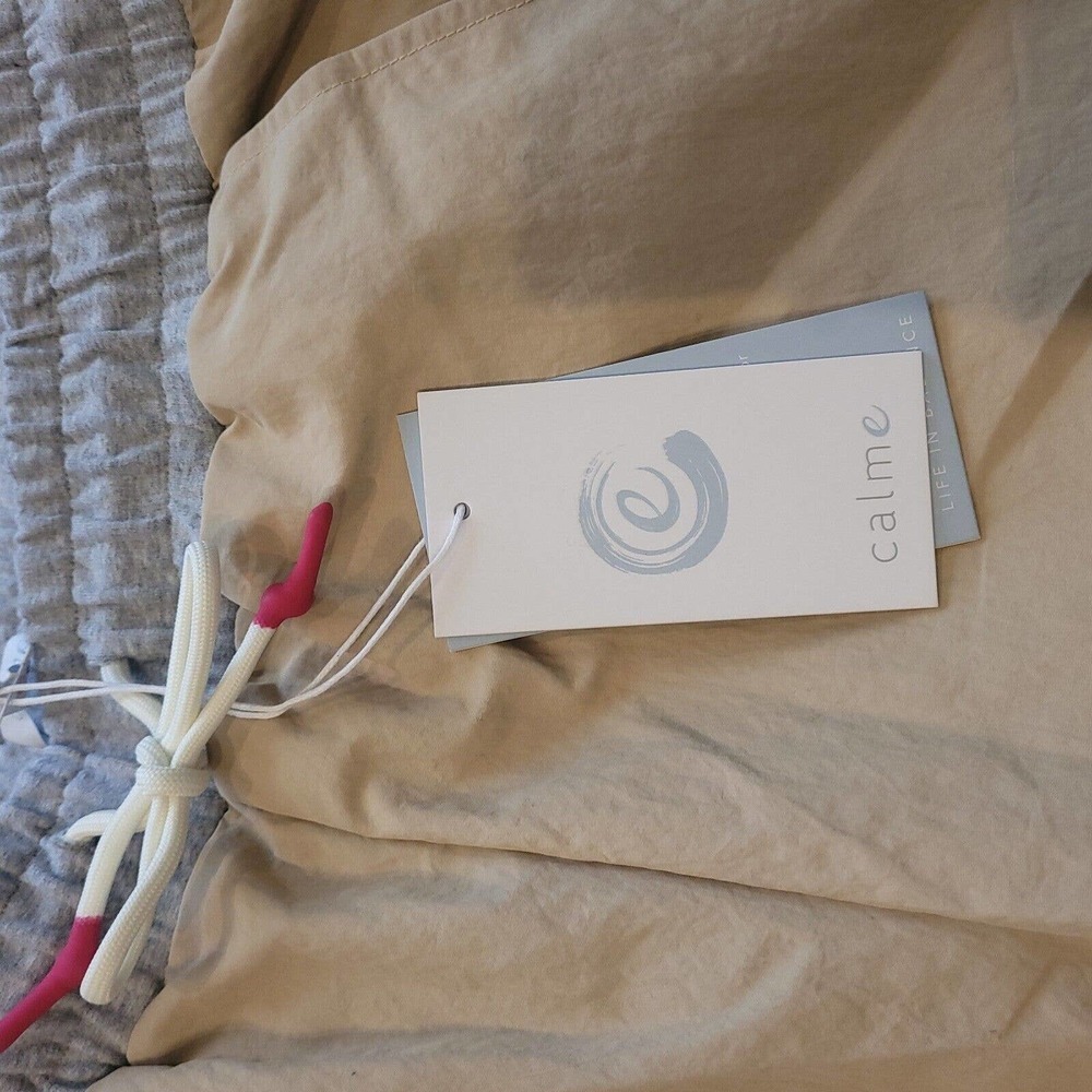 NWT Calme Johnny Was S Mix‎ Nylon Taper Leg Pant Tan 100475 - Picture 3 of 8